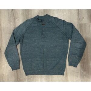 Johnnie-O Mens Blue Marled Quarter Zip Pullover Sweater Large Mock Neck Preppy